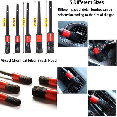 17pcs Red Drill Soft Brushes Set Car Detailing Brush για το πλύσιμο ελαστικών αυτοκινήτων