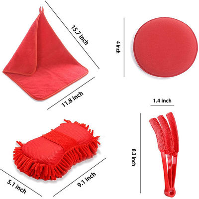 17pcs Red Drill Soft Brushes Set Car Detailing Brush για το πλύσιμο ελαστικών αυτοκινήτων