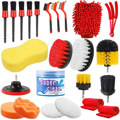 Εργαλεία καθαρισμού αυτοκινήτων Σετ 24 PCs Αυτοτεχνική λεπτομερή βούρτσα Αποτρίχωση σφουγγάρι πλύση εσωτερική εξωτερική