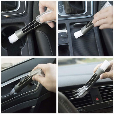 3Pcs Blue Soft Duster Car Detailing Brush Μικροϊνούχο κράμα Τετράγωνη βούρτσα με μακρύ λαβή