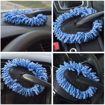 3Pcs Blue Soft Duster Car Detailing Brush Μικροϊνούχο κράμα Τετράγωνη βούρτσα με μακρύ λαβή