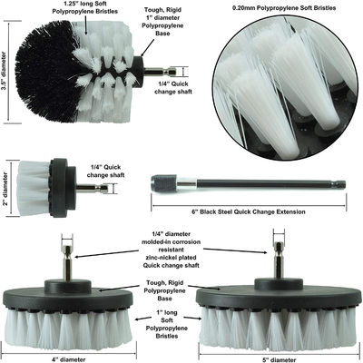 5pcs 2.5inch Drill Scrub Brush Δύναμη Scrubbing Brush Drill Εφοδιασμός για λεπτομέρειες αυτοκινήτου