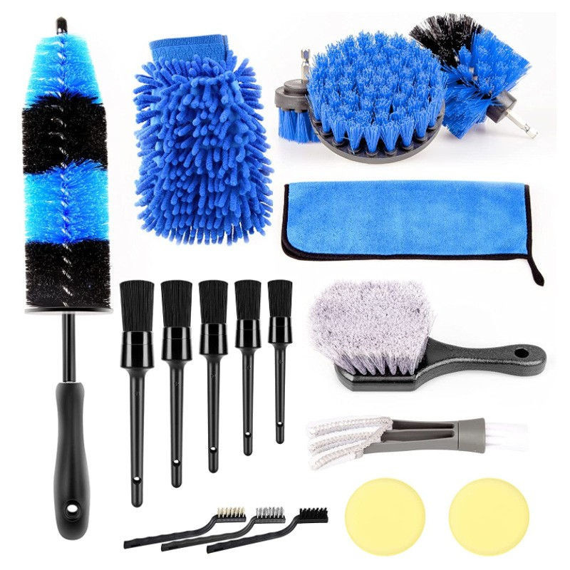 18 PCS Αυτοτεχνικές βούρτσες λεπτομερειών Συσκευή βούρτσας πλύσης αυτοκινήτων για το καθαρισμό τροχών αυτοκινήτων