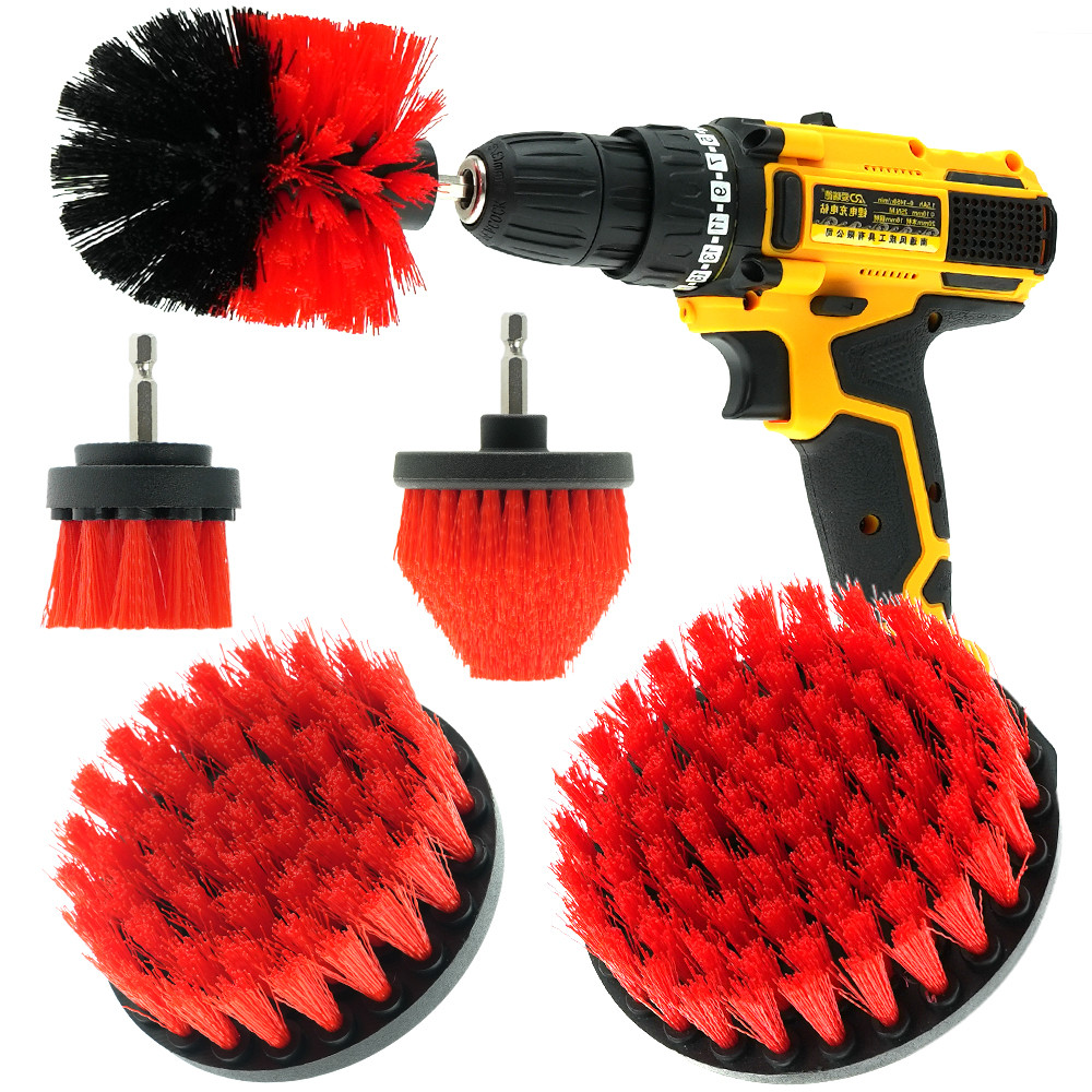 Ζεστή πώληση 5Pieces Pp τρυπάνι βούρτσα scrub συνδεδεμένο για καθαρισμό αυτοκινήτου χαλί μπάνιο